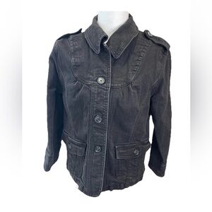 Motto ladies small black denim vintage inspired shirt military style jacket